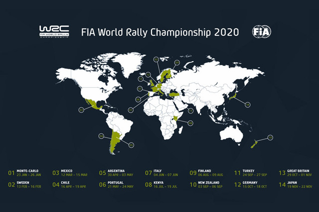 FIA Svetski reli šampionat - objavljen kalendar takmičenja za 2020. godinu